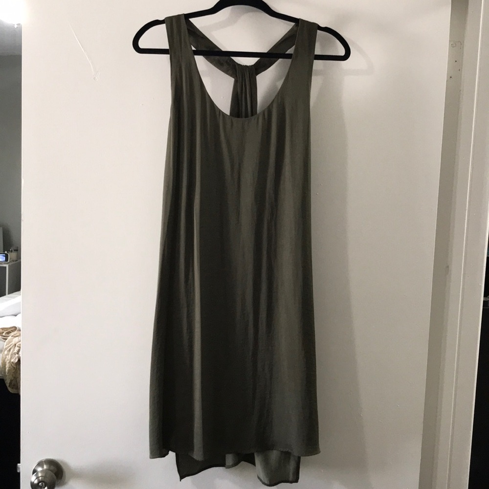 Trouve | Olive green silk dress